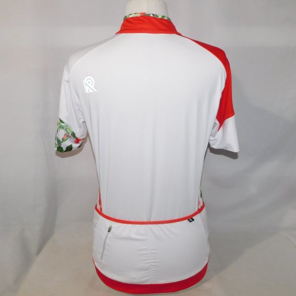 Jolie Ride Womens L White Red Roses Full Zip Short sleeve Cycling Jersey - Picture 7 of 10